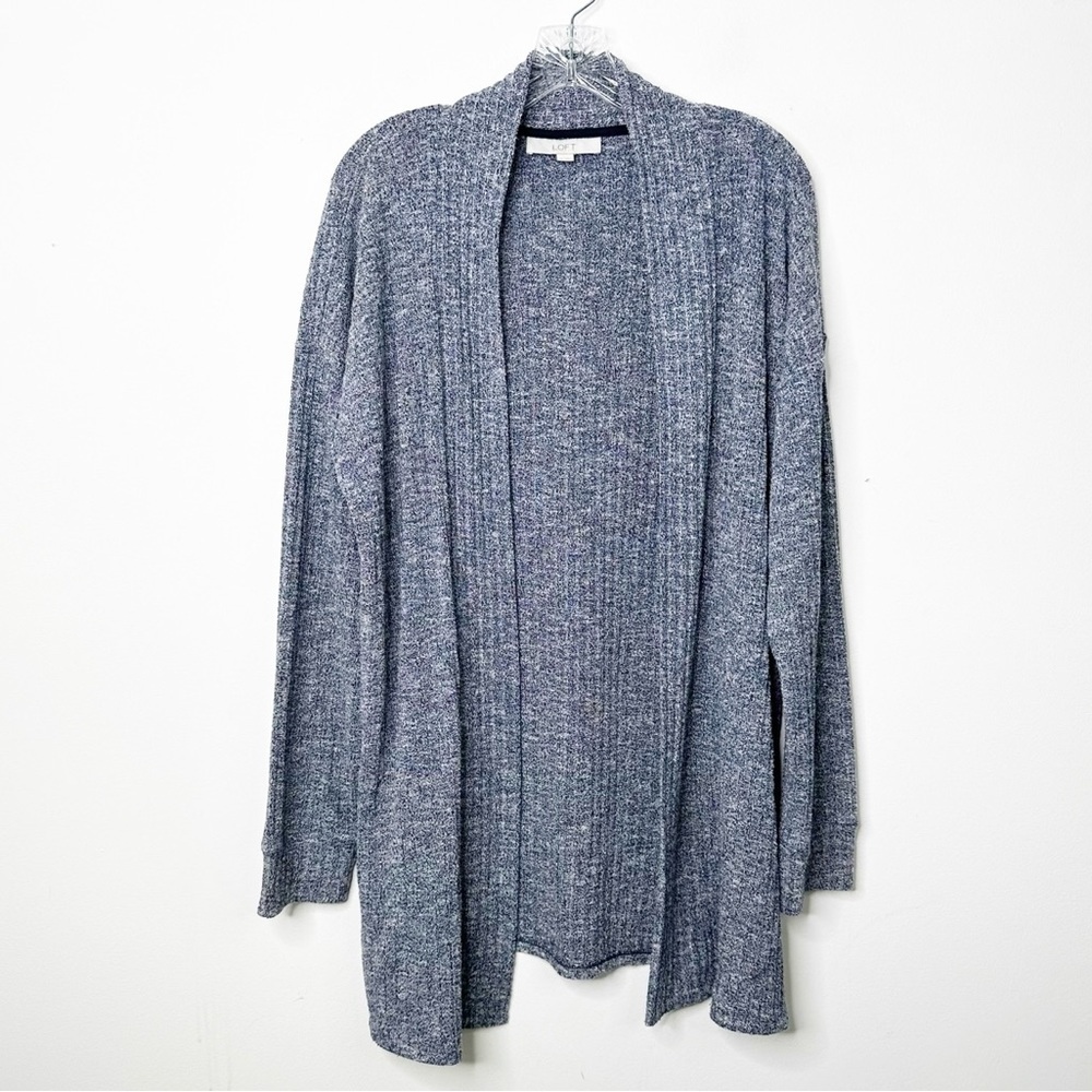 LOFT | Marled Open Front Long Side Slits Cardigan Sweater Sz. XL - Picture 2 of 3
